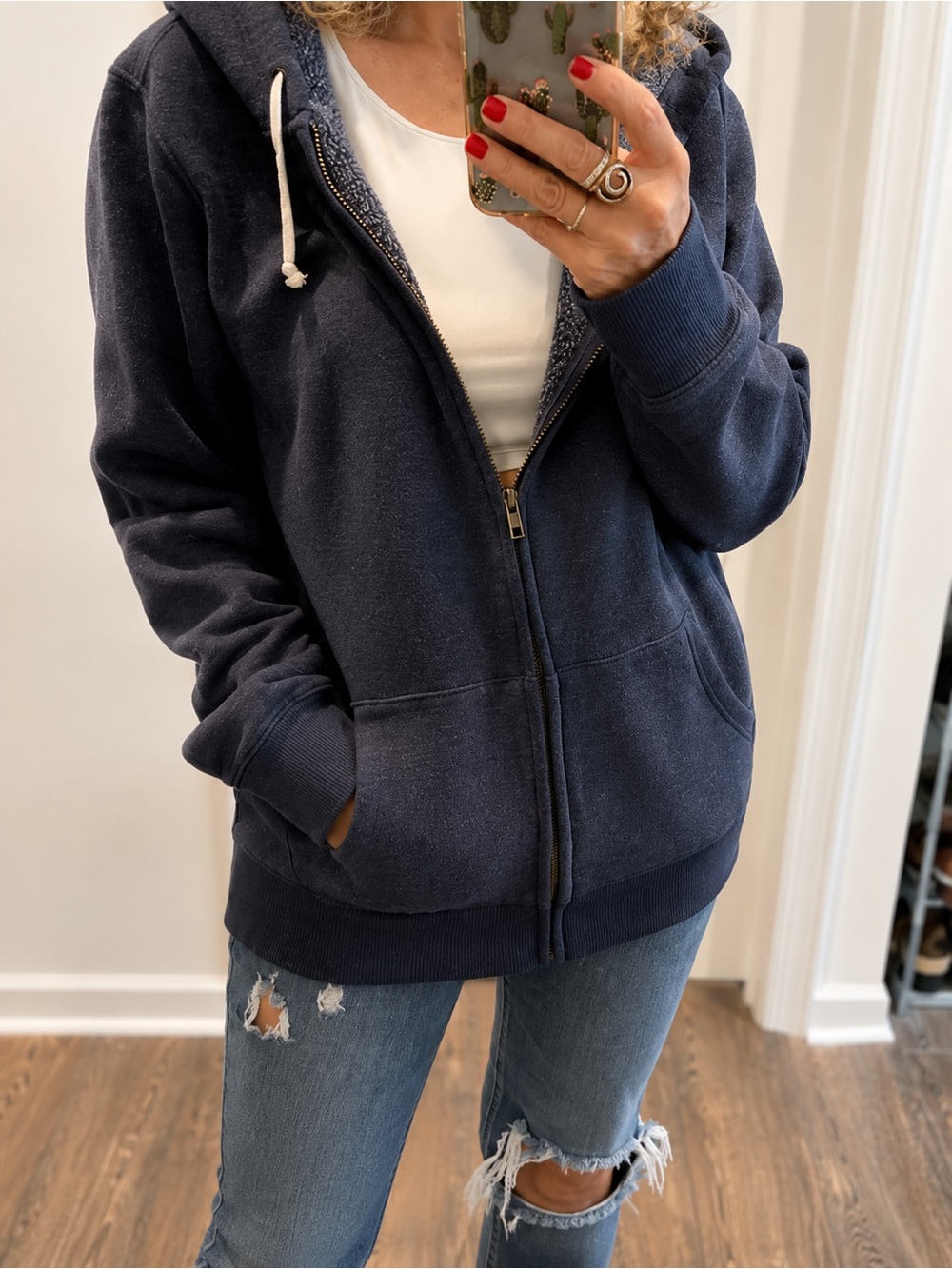 J.Crew navy blue hoodie sweatshirt cozy 

size XL extra large 

navy blue
